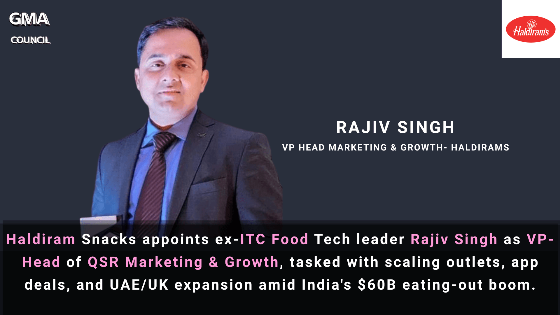Rajiv Singh Joins Haldiram’s as VP-Head of QSR Growth &amp;&nbsp;Marketing